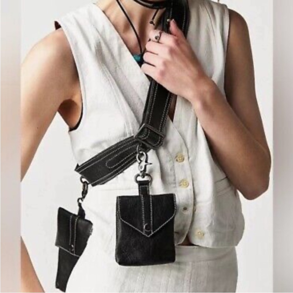 Free People Black leather hogan sling bag